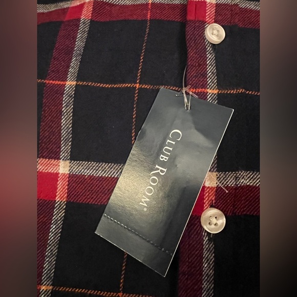 NWT Club Room Plaid Long Sleeve Flannel Blue & Red Size Large - Picture 9 of 10